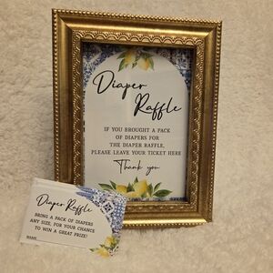 Amalfi Coast Lemon Themed Diaper Raffle Baby Shower Game (×38 Cards)